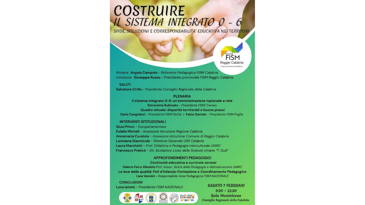 Educazione 0-6, la Calabria fa rete: a Reggio il primo grande confronto sul futuro dell’infanzia