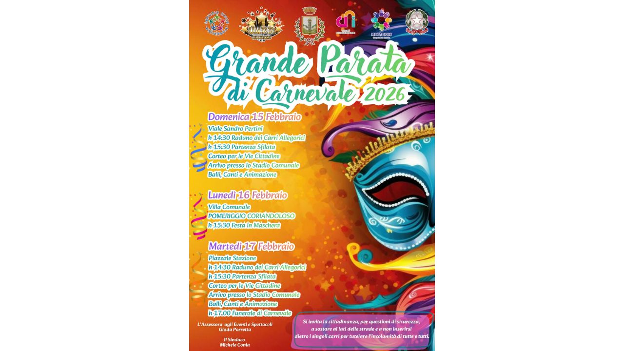 Cinquefrondi si veste di colori: al via la decima edizione del Carnevale tra carri, musica e tradizione