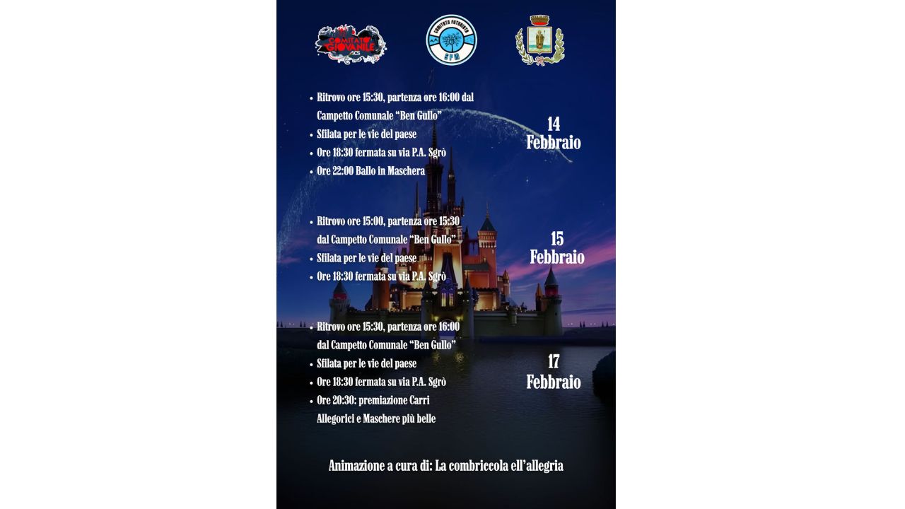 San Pietro a Maida si trasforma nel mondo Disney: carri allegorici, musica e spettacoli per un Carnevale da favola