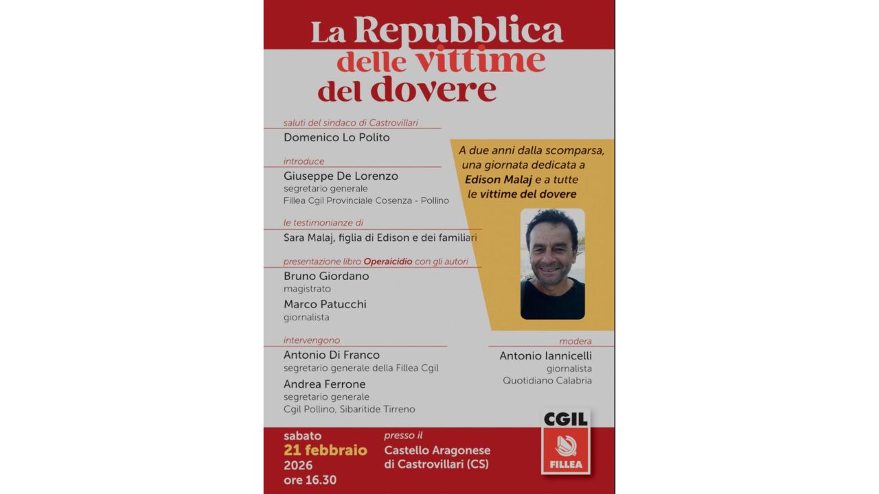 “Operaicidio” a Castrovillari: memoria, impegno civile e sicurezza sul lavoro nel ricordo di Edison Malaj