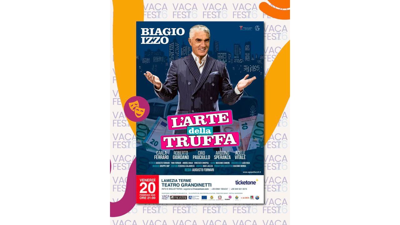 Grande teatro a Lamezia: Biagio Izzo conquista il Grandinetti con “L’Arte della Truffa”