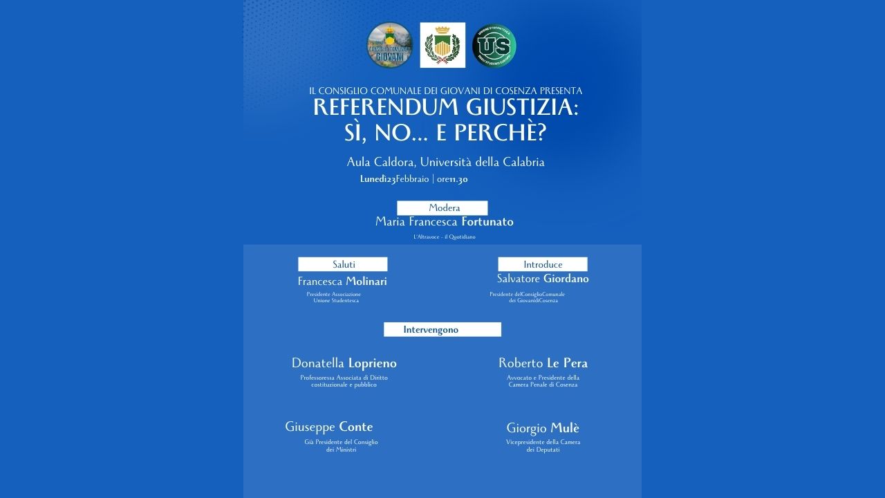 Referendum 2026, confronto pubblico all’Unical: istituzioni e accademici a dialogo con i giovani