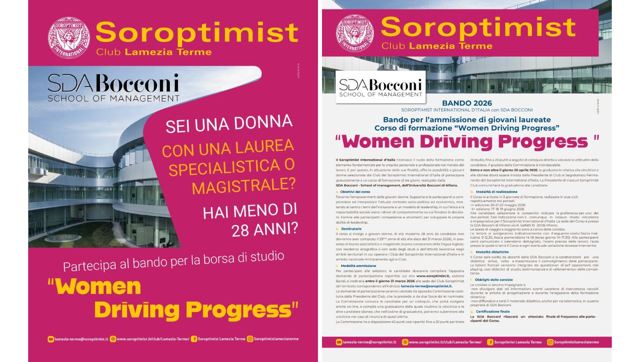 “Women Driving Progress”: a Lamezia un’opportunità d’eccellenza per le giovani leader del futuro