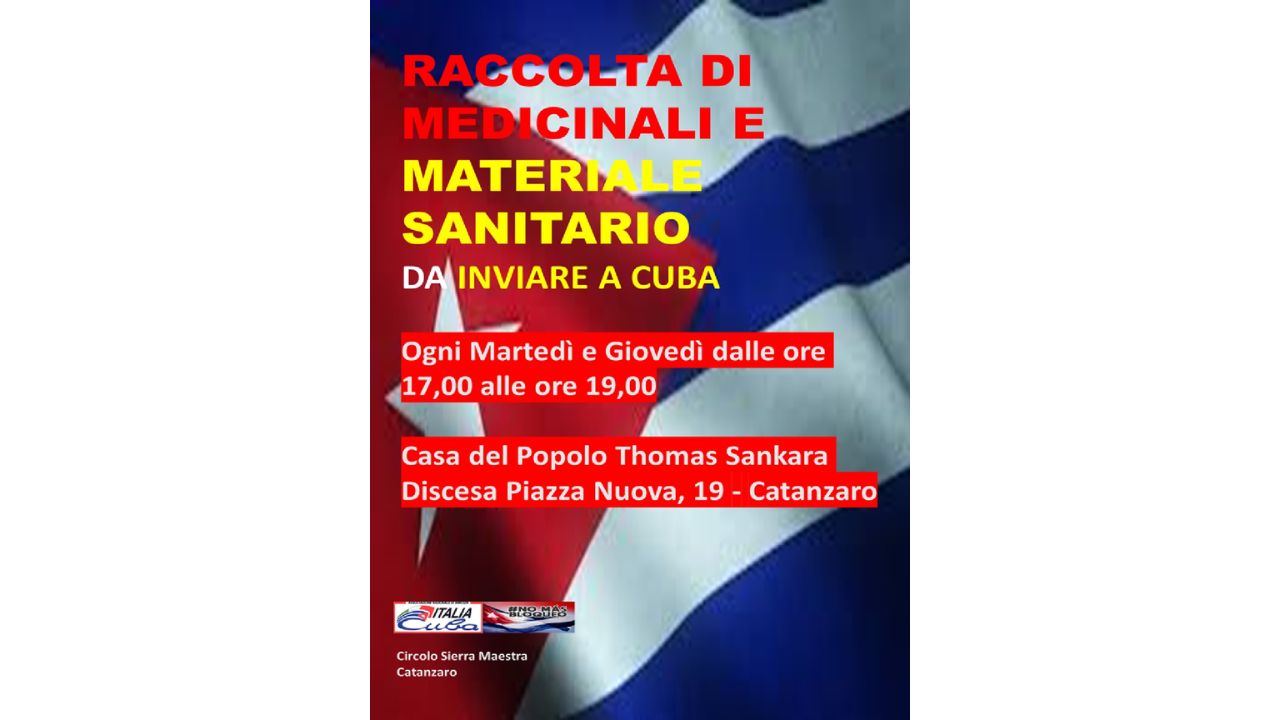 Solidarietà per Cuba: al via raccolta urgente di farmaci e forniture sanitarie