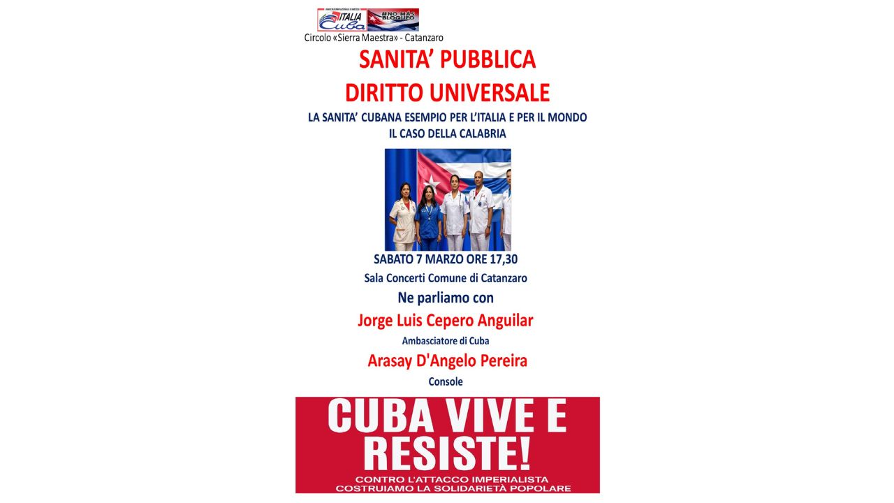 “Sanità pubblica diritto universale”: a Catanzaro il confronto sulla sanità cubana e il caso Calabria