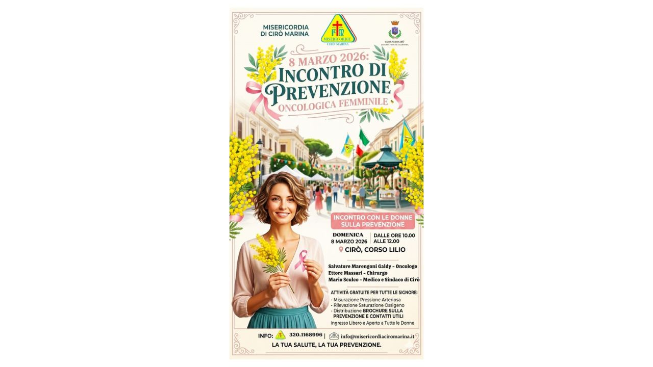A Cirò l’8 marzo diventa giornata di prevenzione: salute e diagnosi precoce al centro