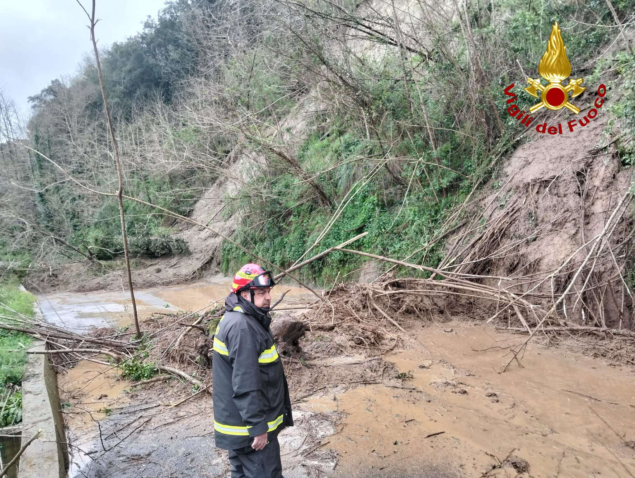 Maltempo nel Vibonese: frane, strade interrotte e famiglie isolate, Vigili del Fuoco in prima linea