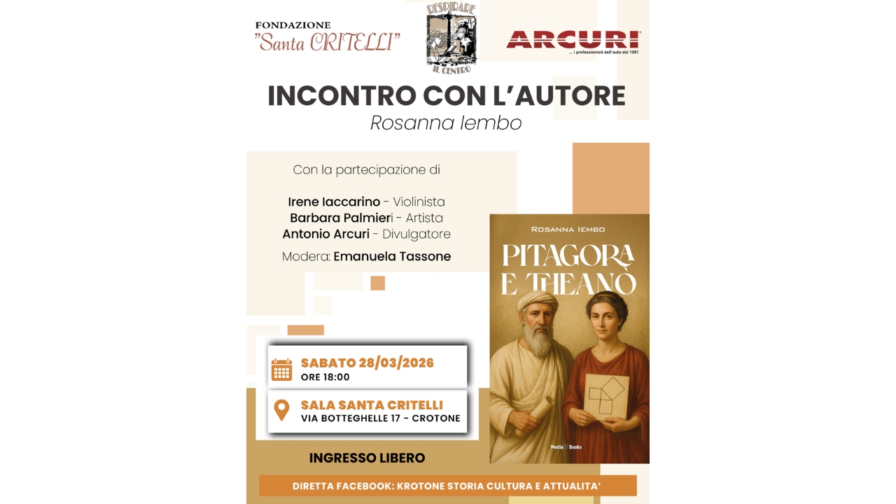 Crotone accende la cultura: Rosanna Iembo protagonista di un grande “Incontro con l’autore”