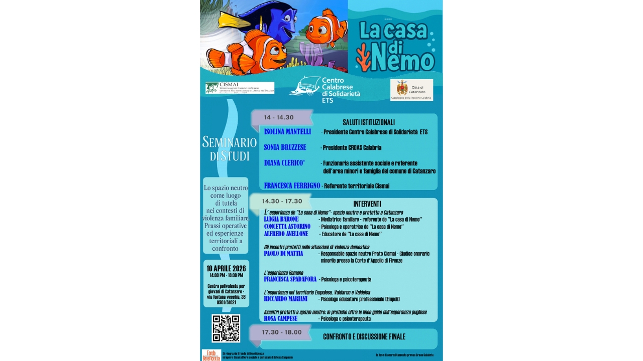 “La Casa di Nemo”, a Catanzaro un seminario per proteggere i minori e ricostruire i legami familiari