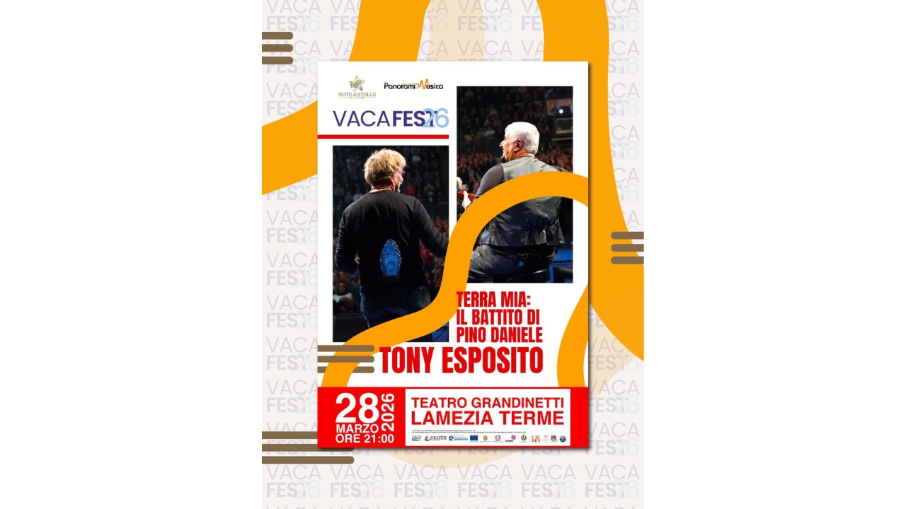 Il cuore di Pino Daniele rivive a Lamezia: Tony Esposito accende il VacaFest con “Terra Mia”