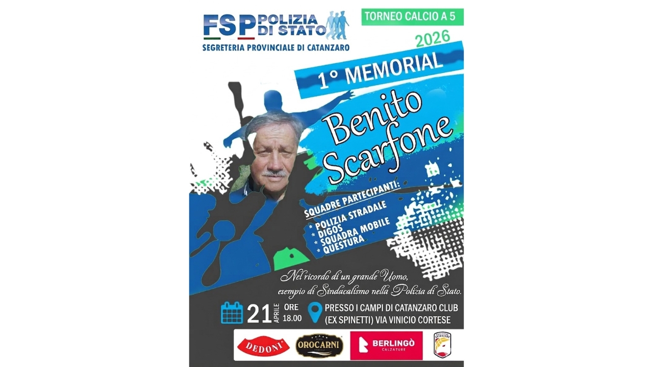 Catanzaro ricorda Benito Scarfone: sport, memoria e valori nel primo Memorial dedicato al poliziotto