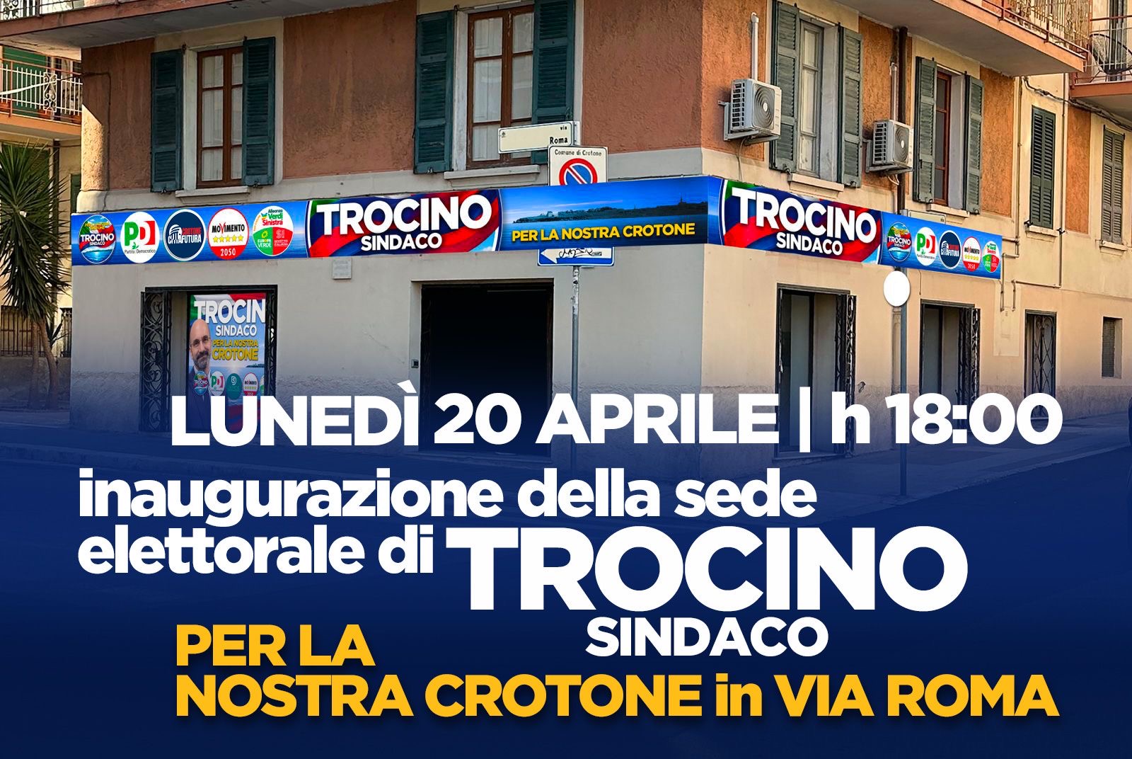 Crotone entra nel vivo: apre il quartier generale di Giuseppe Trocino, al via il confronto con i cittadini