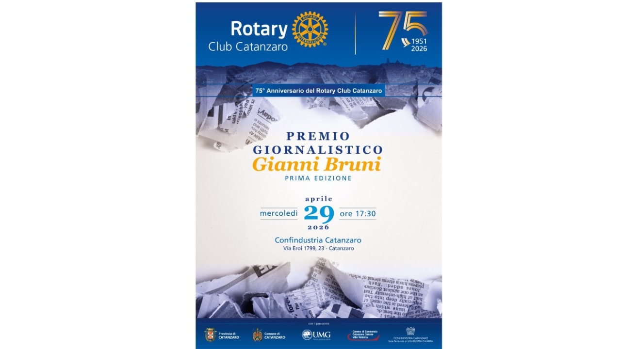 75 anni di Rotary Catanzaro: memoria, comunità e futuro nel segno del Premio ‘Gianni Bruni