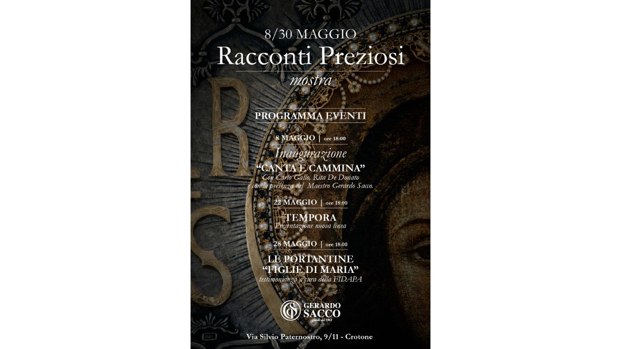 “Arte, fede e gioielli senza tempo: a Crotone arriva ‘Racconti Preziosi’ firmato Gerardo Sacco”