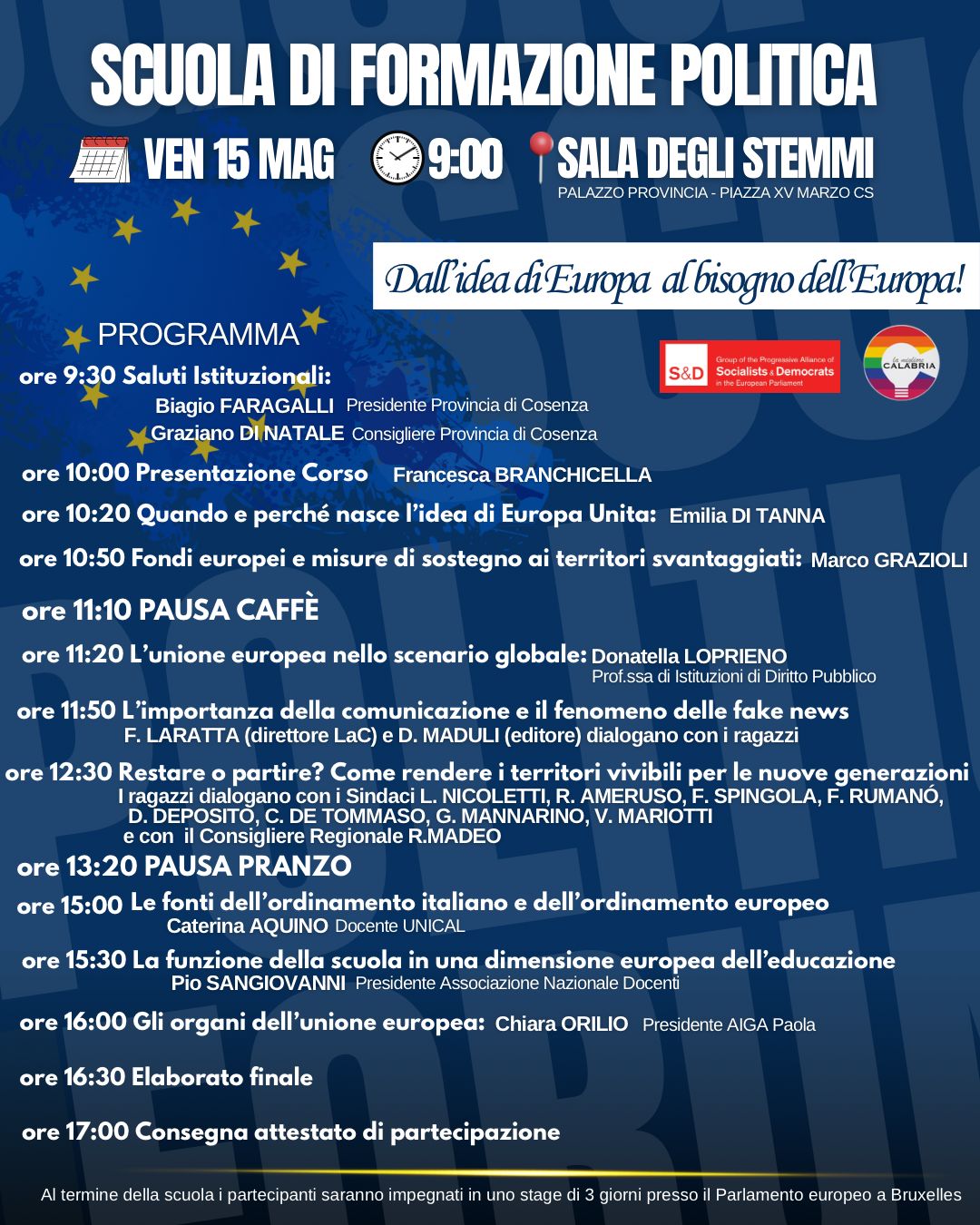 Giovani, Europa e futuro: a Cosenza prende il via la Scuola di Formazione Politica