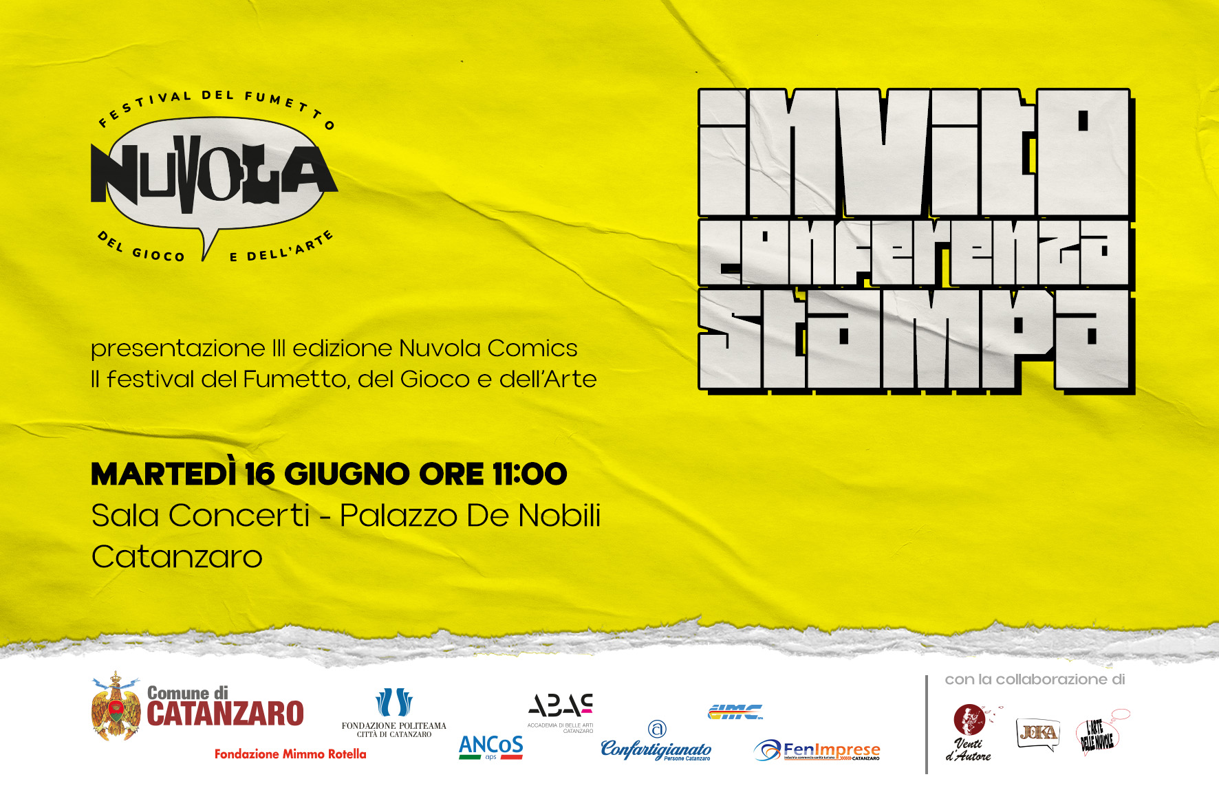 Nuvola Comics accende Catanzaro: fumetto, gioco e arte protagonisti al San Giovanni
