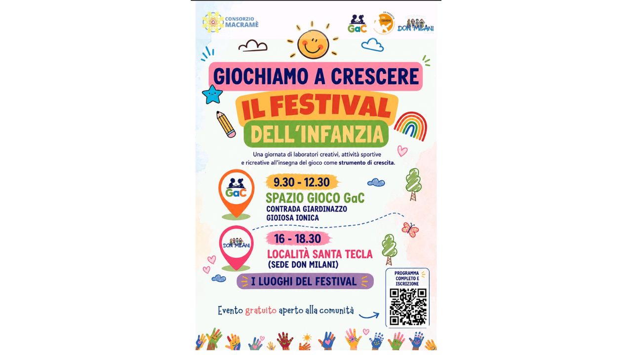 “Giochiamo a Crescere”: a Gioiosa Ionica il Festival dell’Infanzia che trasforma il gioco in comunità