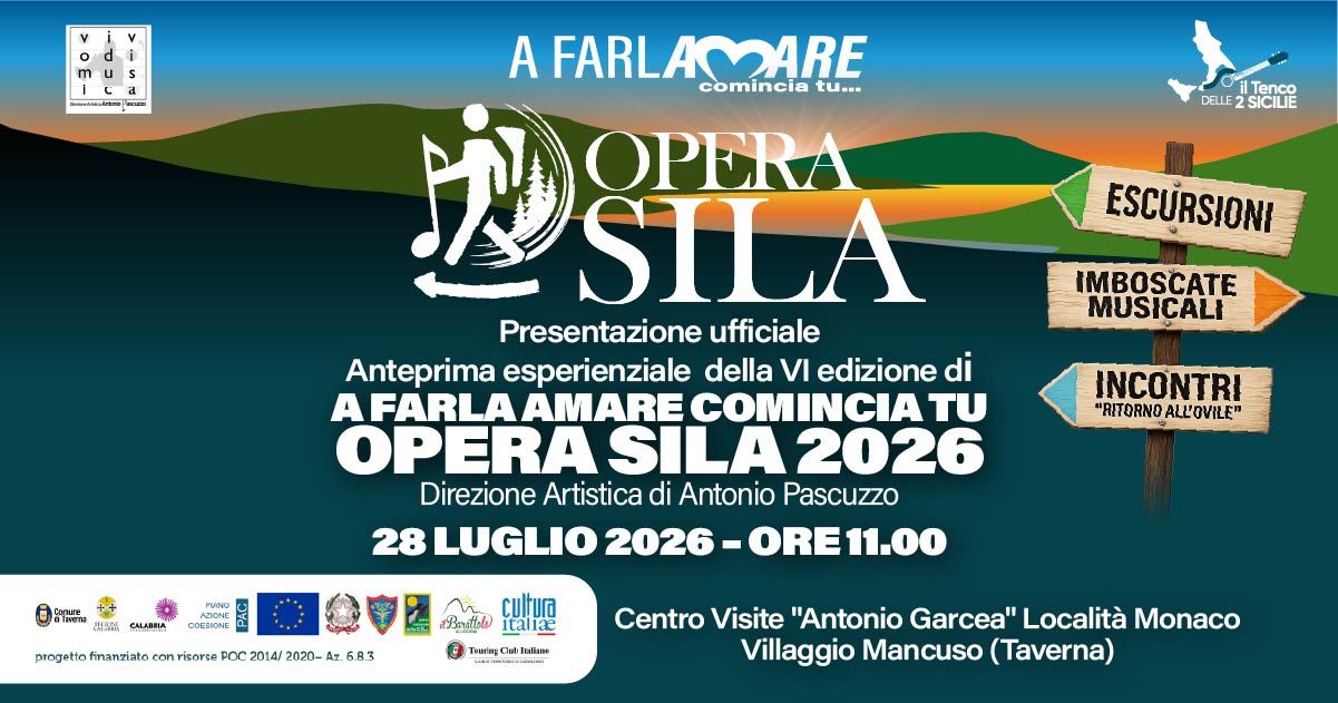 La Sila Incanta: Al Via la VI Edizione di “A Farla Amare Comincia Tu – Opera Sila 2026” tra Arte e Natura