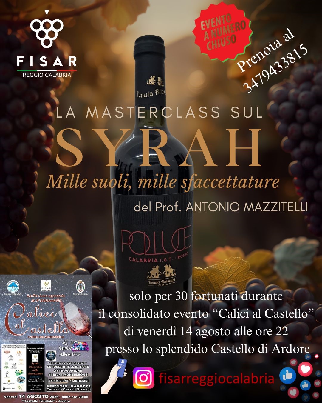Ardore brinda al Syrah: al Castello Feudale la masterclass FISAR sui mille volti del vitigno