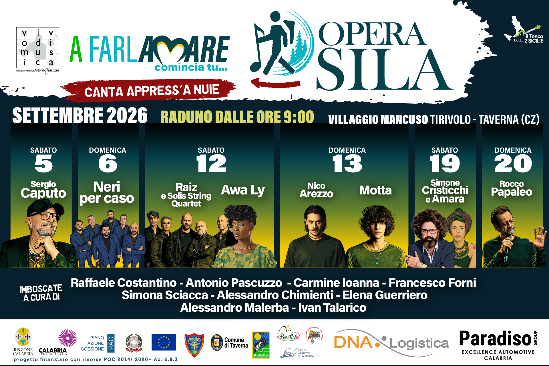 Opera Sila, la musica si scopre camminando: sei giornate nei boschi con Cristicchi, Caputo, Raiz e Papaleo