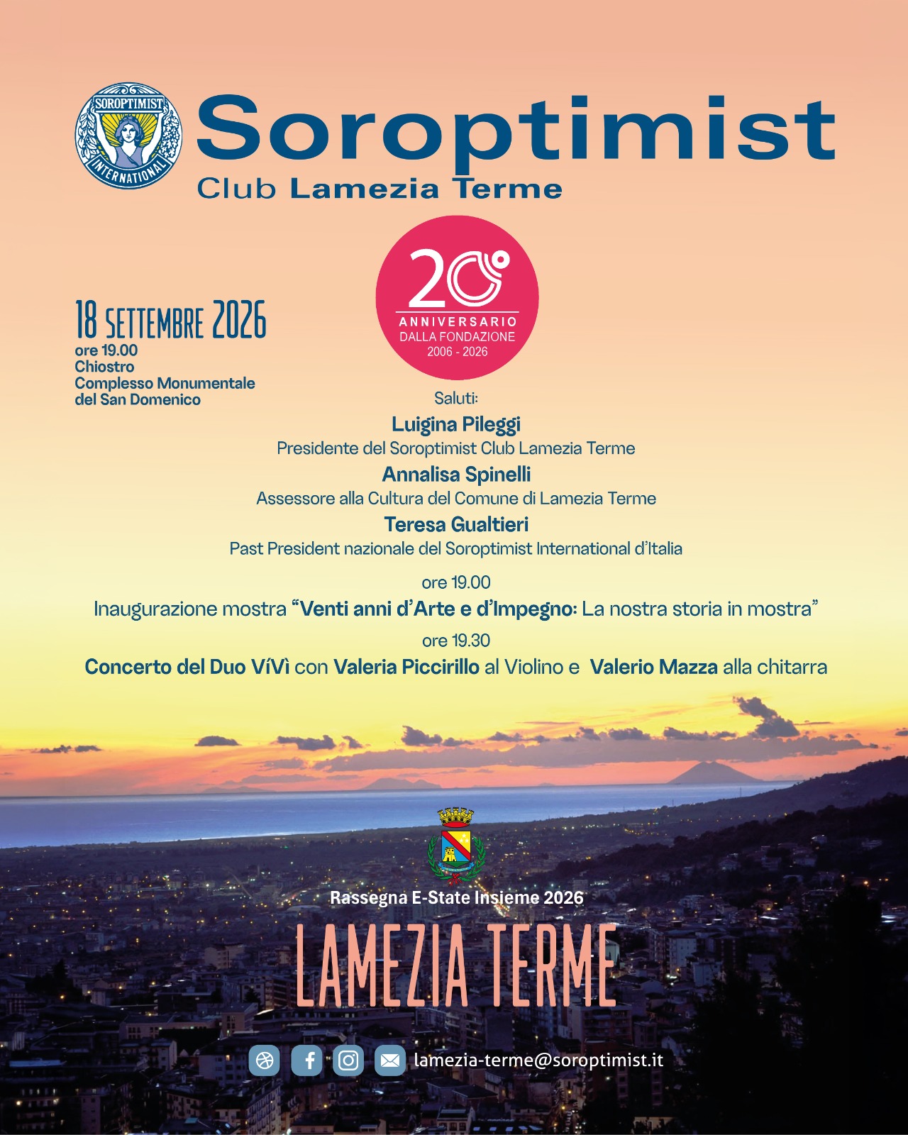 Lamezia Terme, il Soroptimist festeggia vent’anni con tre giornate di iniziative