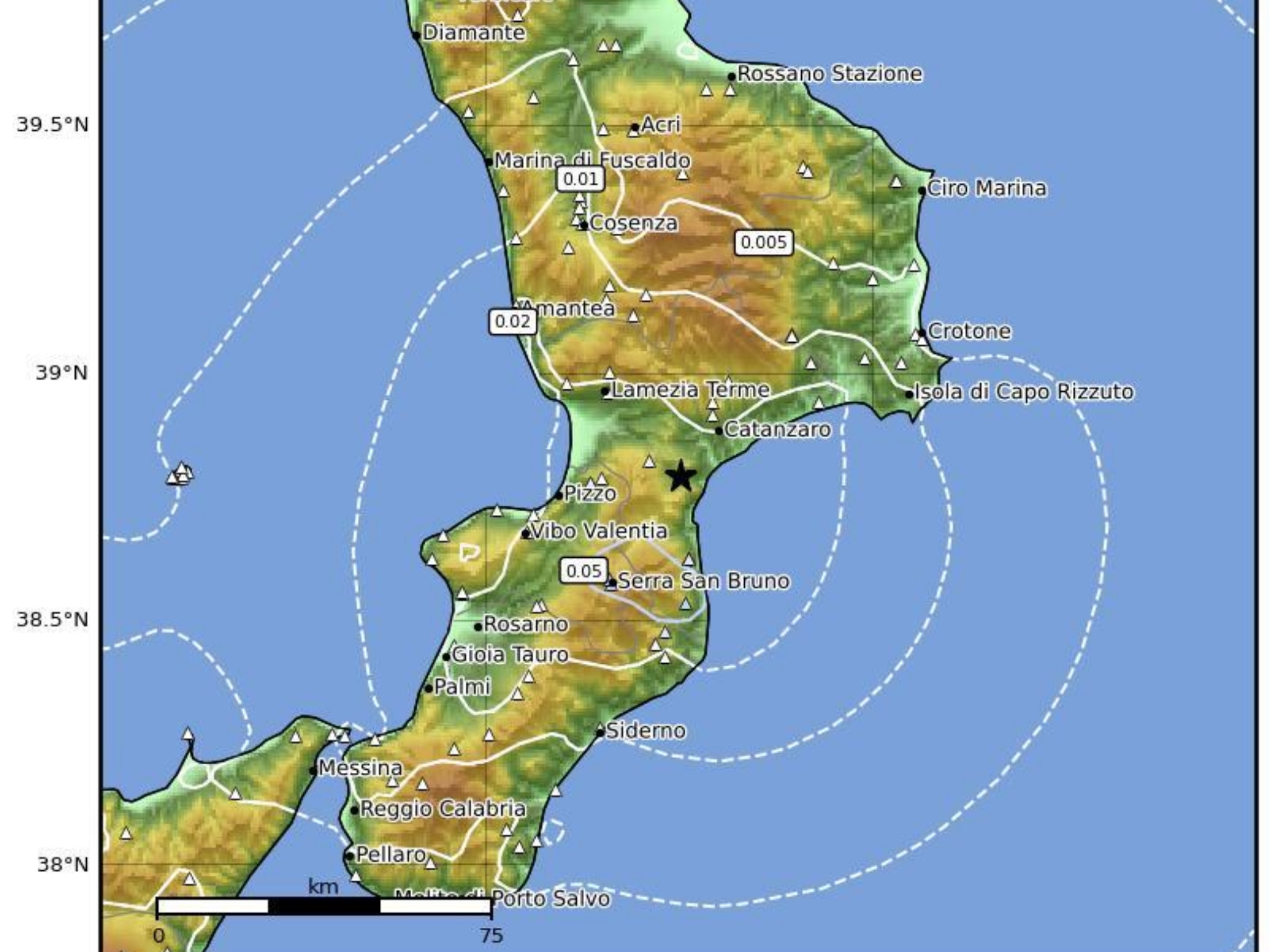 Sciame sismico nel Catanzarese, nove scosse in poche ore: magnitudo 3.5 a Squillace