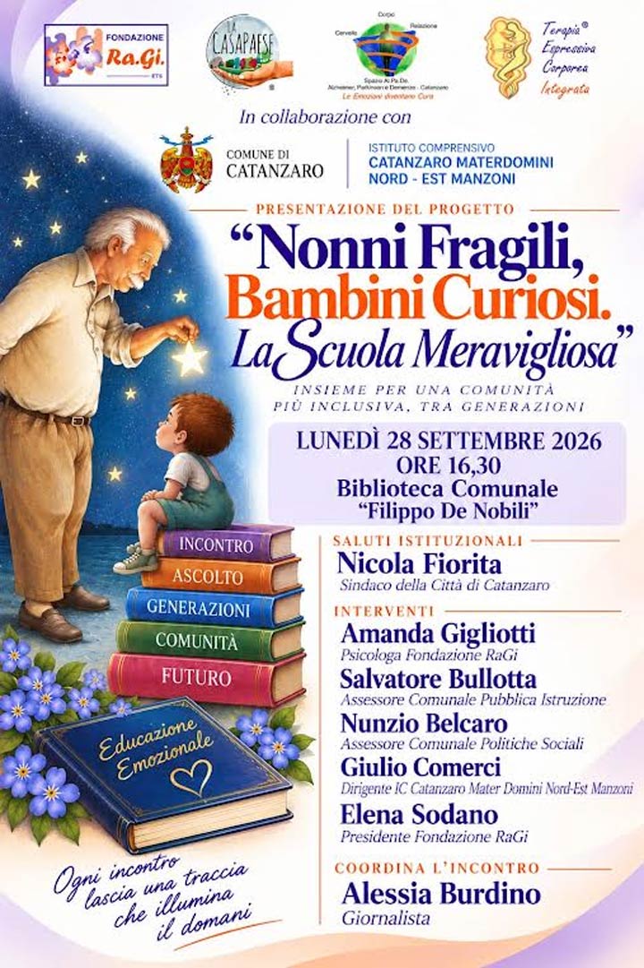 Catanzaro, a Ianò nasce “Nonni Fragili, Bambini Curiosi. La Scuola Meravigliosa”